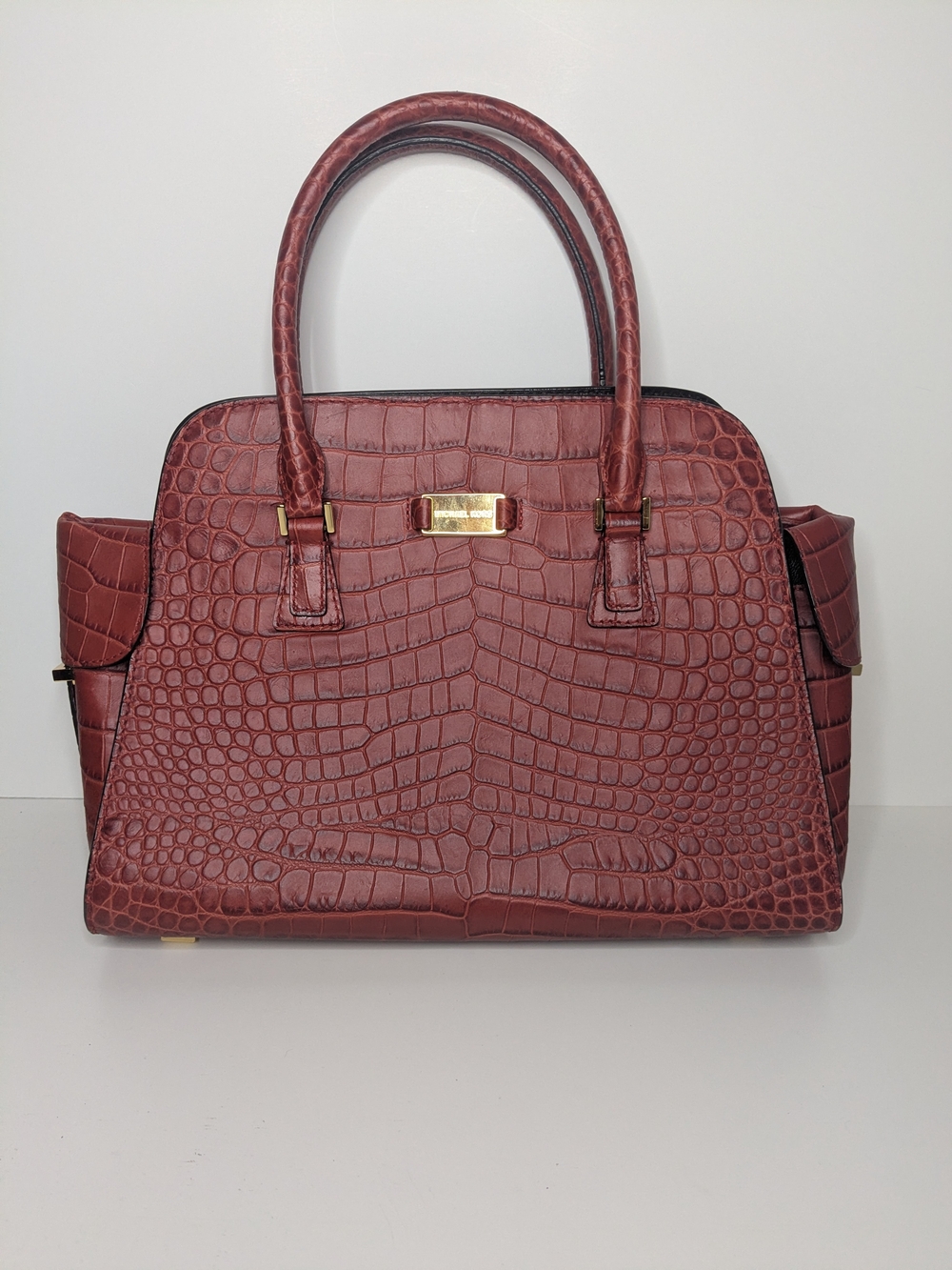 Michael Kors Brick Red Croc-Embossed Satchel